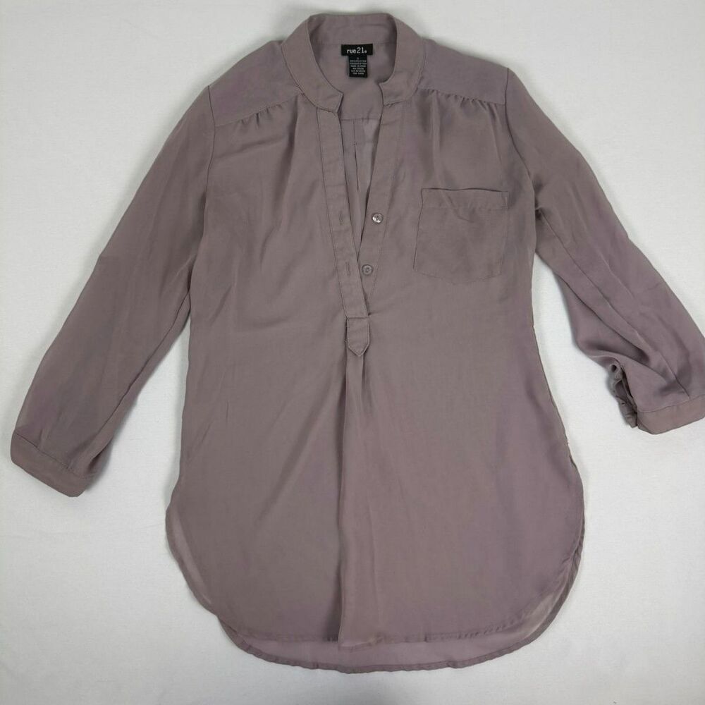 Rue21 Women's Semi-Sheer Tunic Blouse 3/4 Sleeve - S